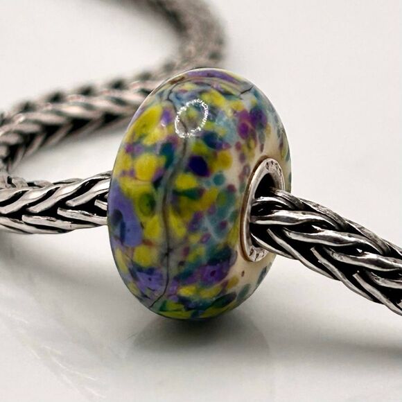TROLLBEADS Authentic TrollStone LAA 925S Yellow Purple Green Blue Confetti - Picture 5 of 13